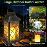 Yowin 2 Pack 14" Large Tempered Glass Solar Lanterns Outdoor Waterproof