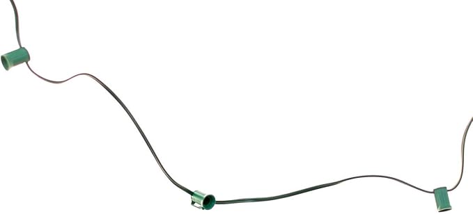 EST. LEE DISPLAY L D 1902 Outdoor Patio Light String, 50 Feet Long with 50 Sockets, Green Wire Hanging Cords, C7 E12, 12in Spacing, Decorative String Lighting Wire (Green, 50)