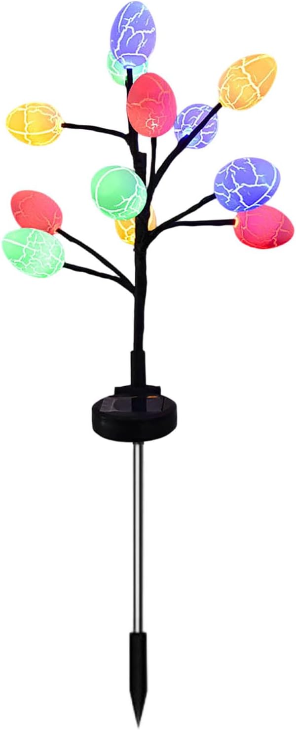 Solar Easter Egg Lights, Colorful Garden Swaying Firefly Light Outdoor Easter Lights Waterproof Solar Stake Light for Pathway Landscape Lawn Yard Porch Patio Spring Easter Decoration (M)