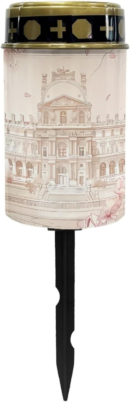 Castle Cemetery Lights - Cute Solar Pathway Lanterns for Outside, Waterproof Solar Stake Lights with Auto On/Off