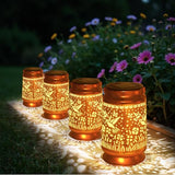 Solar Lantern Outdoor Hanging 4PCS — Metal Hummingbird Solar Lights with Floral Projection, IP65 Waterproof, Auto On/Off, 8–12H Illumination, Garden Décor Gift for Mom Grandma Women