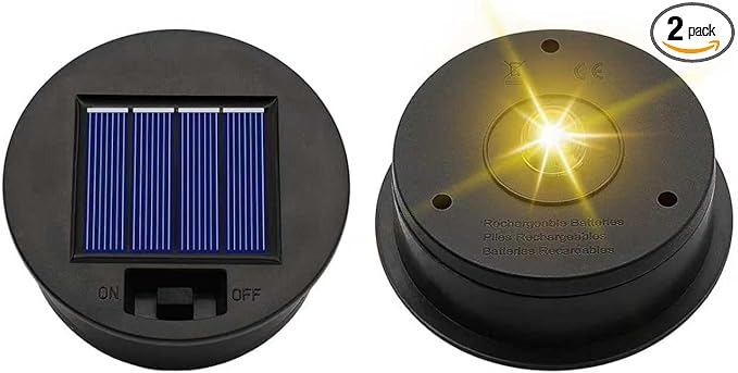 ZNYCYE 2 Pack Solar Light Replacement Top Parts(Top Size 3.15 inch,Bottom Size 2.76 inch) 7 Lumens Lantern Lids Replacement Light,Waterproof LED Replacement for Outdoor Garden, Pathway, Yard Light