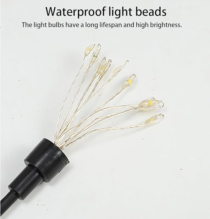 Solar Garden Lights Outdoor Waterproof，2 Pcs Solar Fireworks Garden Lights，8 Lighting Modes, and This is an Outdoor Decorative Ambient Light with 60 LEDs.