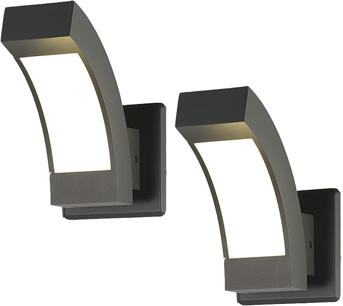Outdoor Wall Lights 2 Pack Porch Light Exterior Wall Mount Lamp Fixture 600LM Modern Front Door Lighting for House Garage IP54 Waterproof