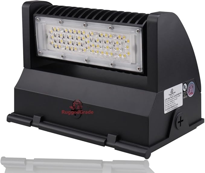RuggedGrade 40W - Rotate IV Series LED Wall Pack - 5,800 Lumens - Color Selectable 3000K/4000K/5000K - Outdoor LED Wall Light - Black Housing - DLC 5.1 Premium