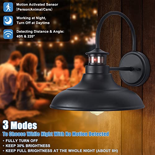 12" Motion Sensor Outdoor Gooseneck Barn Lights, Farmhouse Porch Lights