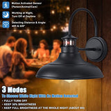 12" Motion Sensor Outdoor Gooseneck Barn Lights, Farmhouse Porch Lights
