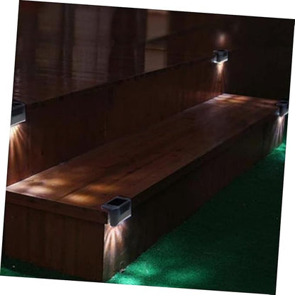 2pcs Solar Step Lights Led Stair Lighting for Decks Patios Outdoor Security Lights for Fence Walkways Black Shell -Saving Easy Installation
