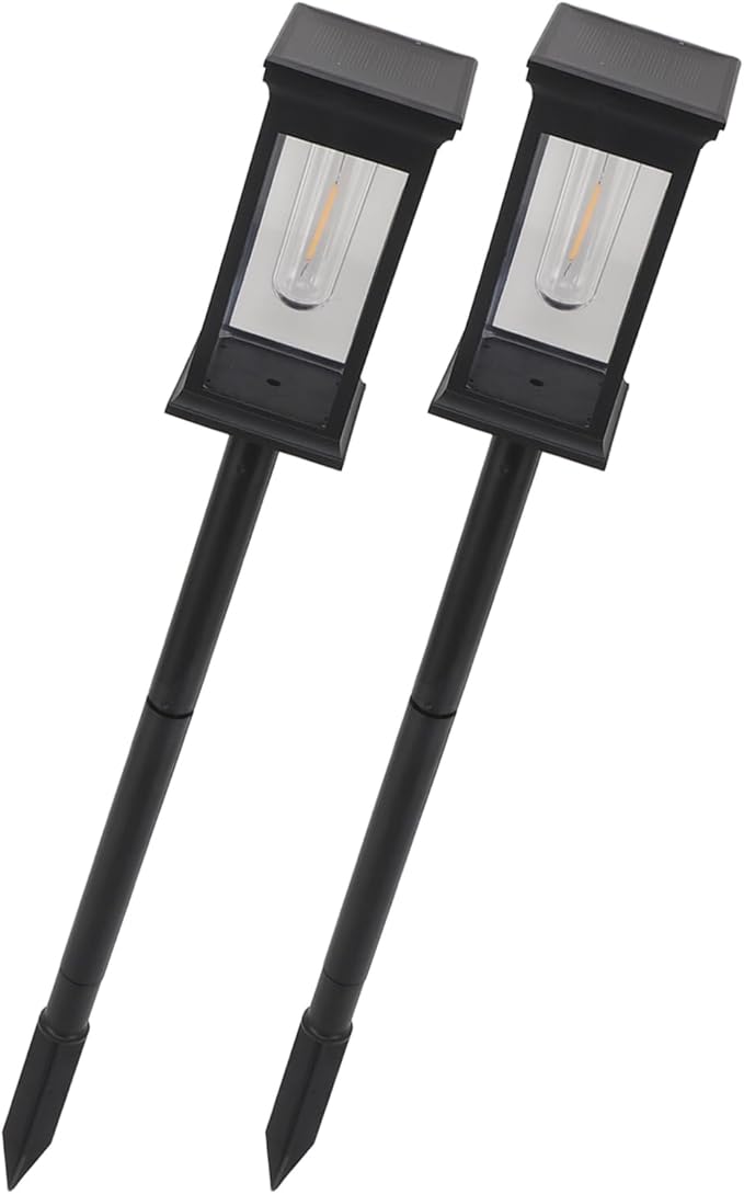 2PCS Solar Pathway Lights Outdoor, Waterproof ABS Solar 21.65in Warm Light - Auto On Off, Easy Installation, Ideal for Yard Lawn Patio Walkway Decoration