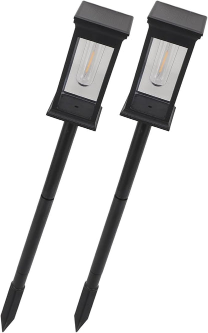 2PCS Solar Pathway Lights Outdoor, Waterproof ABS Solar 21.65in Warm Light - Auto On Off, Easy Installation, Ideal for Yard Lawn Patio Walkway Decoration