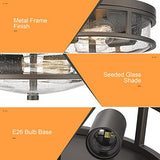 Flush Mount Ceiling Light Fixture, 12 inch 2-Light Modern Farmhouse Ceiling Light with Seeded Glass for Bedroom, Entryway, Kitchen Hallway, ROS88 ORB