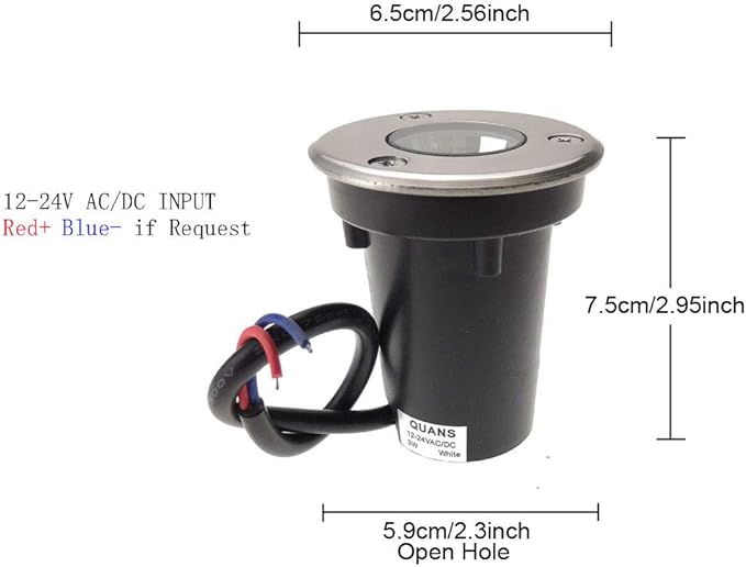 QUANS 3W Watt 12V 24V DC AC Low Voltage in Ground Well Outdoor LED Light, in-Ground Landscape Lighting Spotlight | Lumora