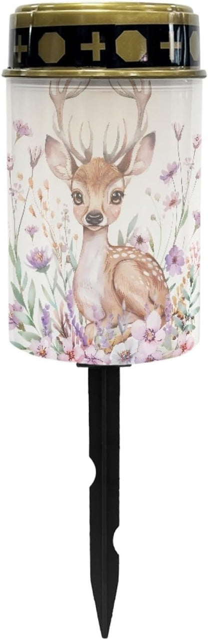 Deer Floral Outdoor Solar Garden Stake Lights,Waterproof Solar Lights for Outdside Lantern Landscape Decorative Lighting for Yard Patio,Wall Lights Auto On & Off