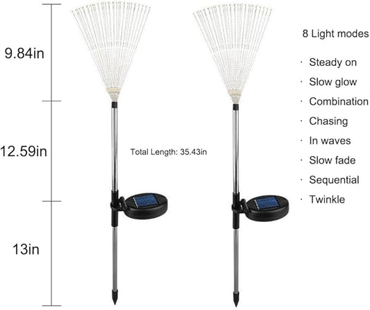 Solar Christmas Lights Outdoor, 2 Pack 150 LEDs Solar Firework Lights, 8 Modes Fireworks Lights for Landscape Pathway Yard Decorative Outside, Colorful