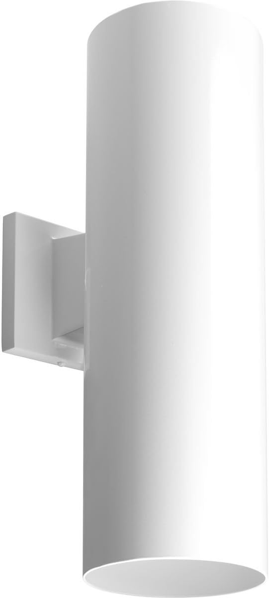 Progress Lighting 6-Inch Cylinder Outdoor Wall Sconce, 2-Light Modern Wall Mount Up and Down Lights, Interior and Exterior Lighting for Home or Porch, Aluminum Construction, White (P5642-30)