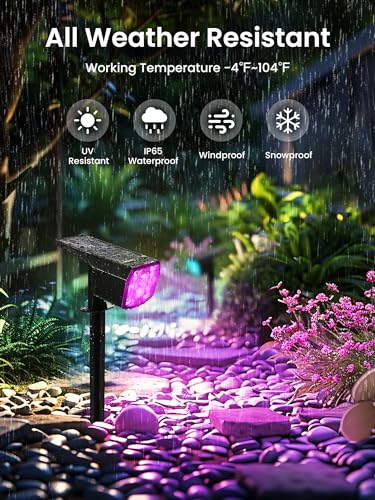 AUDERWIN Solar Spot Lights Outdoor Waterproof, 1 Pack, RGB