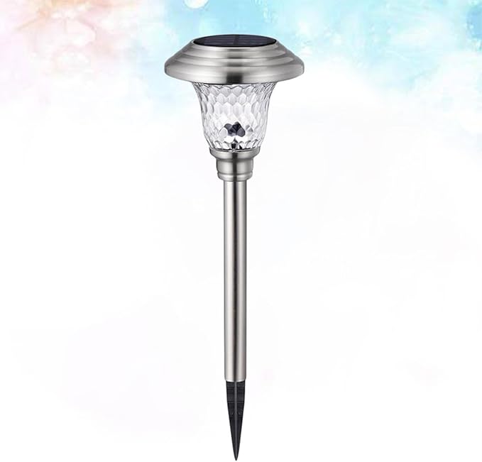 2pcs Solar Garden Lamp Stainless Steel Glass Landscape Lawn Light Outdoor Pathway Lighting for Patio Yard