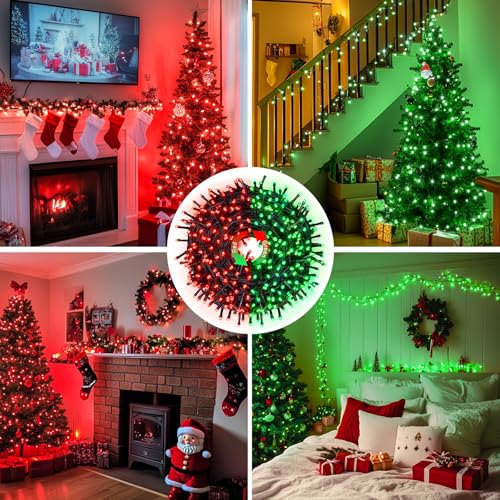 JMEXSUSS 66ft 200 LED Color Changing Christmas Lights, Red & Green