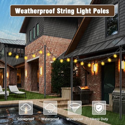 AILBTON 10Ft Exterior Light Poles 8 Pack, Durable Metal Light Posts for Outdoor Use, Equipped with Fixed Brackets for Yard, Terrace, Backyard and Garden Decor
