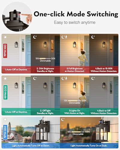 Motion Sensor Exterior Light Fixture, Bronze Dusk to Dawn Outdoor Wall Lights, Waterproof Exterior Lights for House, Porch, Doorway, Garage, 100% Aluminum