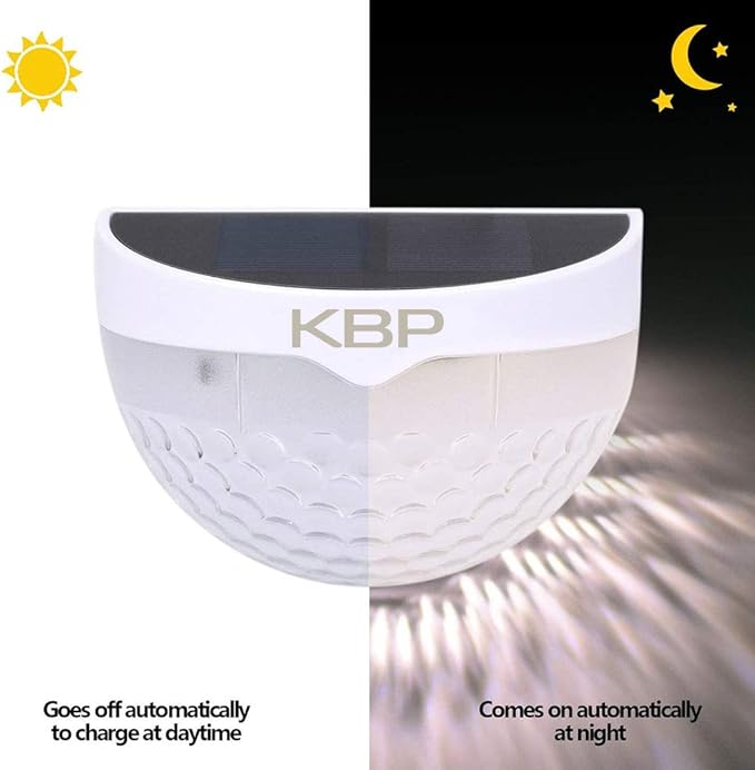 KBP Solar Fence Lights Outdoor Decorative Garden Lights Waterproof Wall Lights for Patio, Yard, Stairway (White) | Lumora
