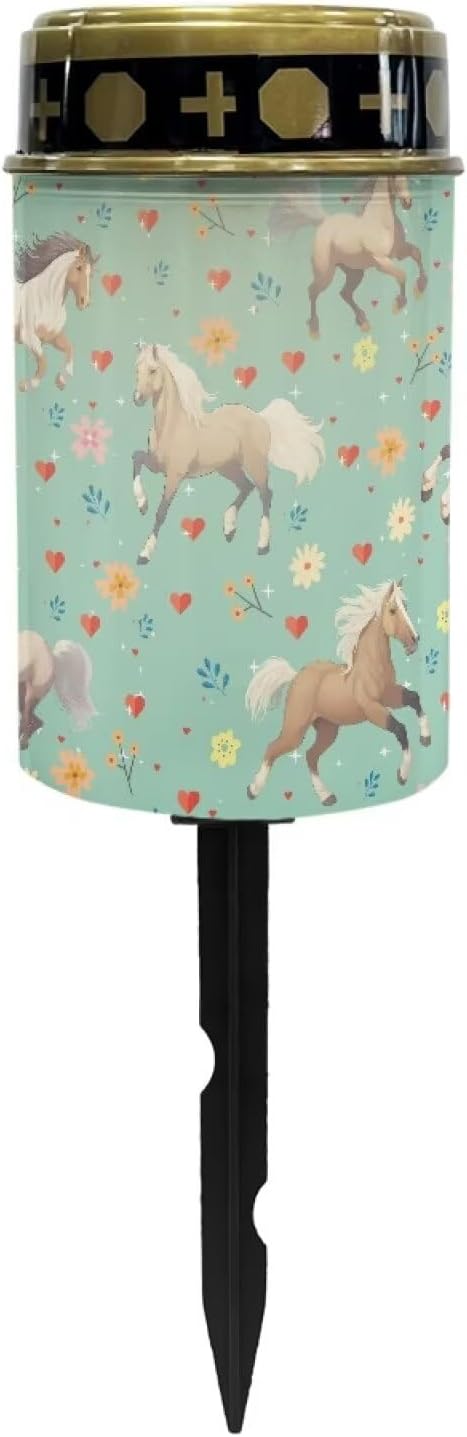 ZOUTAIRONG Floral Horse Solar Light for Cemetery Grave Solar Garden Lights Solar Powered Outdoor Lights Powered Solar Pathway Lights Outdoor Cemetery Solar Lights for Grave Solar Lights
