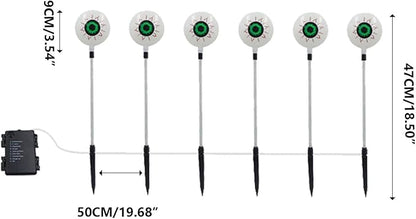 6Pcs Solar Powered Halloween Eyeball Pathway Lights for Halloween Decorations, Solar Stake Lights Solar for Garden Yard Patio Pathway (Green)