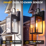 15" Dusk to Dawn Porch Light, Black Extra-Large Outdoor Wall Light