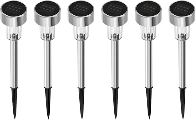 6pcs Solar Path Lights Outdoor Yard Garden Landscape Lamps 55 Stainless Steel White Light Waterproof for Lawn and | Lumora