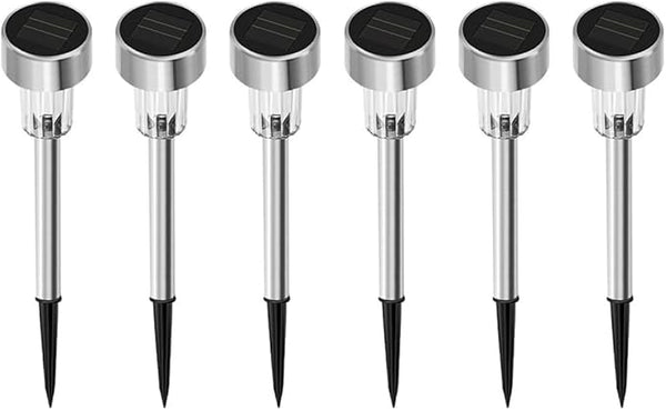 6pcs Solar Path Lights Outdoor Yard Garden Landscape Lamps 55 Stainless Steel White Light Waterproof for Lawn and | Lumora