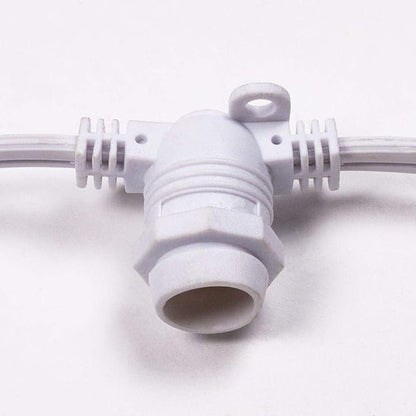 fantado (Cord Only 25 Socket Outdoor Commercial DIY String Light 29 FT White Cord w/ E12 C7 Base, Weatherproof