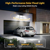 Solar Lights Outdoor, 3500LM 168 LED Motion Sensor Solar Flood Lights, 3 Heads 300° Wide Angle, 3 Modes IP65 Waterproof Solar Security Lights for Yard Garden Patio, 1 Pack (Black)