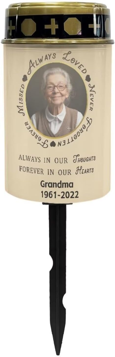 Personized Solar Lights Outdoor Waterproof Cemetery Solar Light for Grandma Bright Light for Garden, Lawn,Patio,Yard Paths Decoration