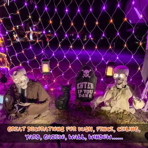 JMEXSUSS 200 LED Orange and Purple Net Lights, 9.8FT x 6.6FT, Plug in