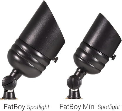 VOLT Fat Boy 12V Brass Outdoor Mini Spotlight (Black) with 5W 2700K Warm White 400 Lumen MR16 LED Bulb for Low Voltage Landscape Lighting of Yard, Lawn, Garden, Patio, Trees & House
