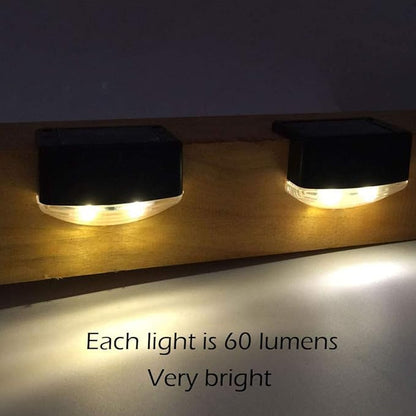 CHEEKON® Solar Rail Lights Outdoor Waterproof Very Bright 60 Lumens 4300K Warm White Black Step Deck Railing Stair Fence Edges Garden Patio (4pcs) (Black, 4pcs)