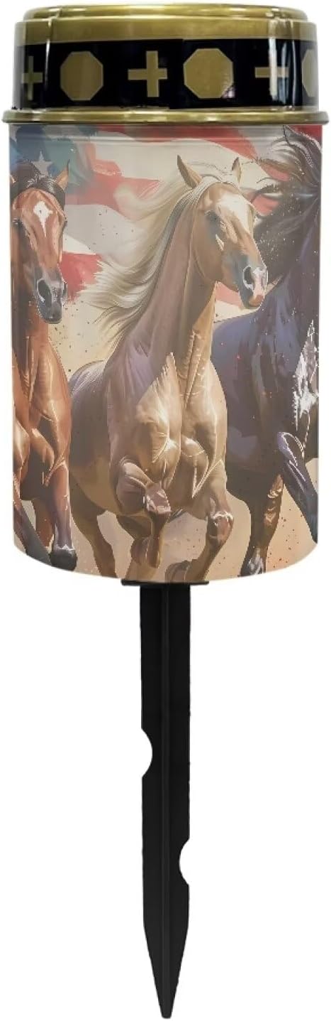 American Horse Cemetery Solar Stake Lights Decorative Patriotic Solar Pathway Lights Landscape Lights Gravesite | Lumora
