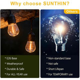 SUNTHIN 105FT Outdoor String Lights with 34 1W LED Bulbs