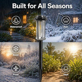 DERAYSION 12 Pack Solar Lights Outdoor, 21" Solar Pathway Lights Auto On/Off Waterproof Garden Lights for Path, Yard, Walkway, Driveway Decor, Warm White