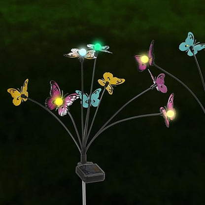 2pcs Solar Garden Lights Butterfly Stake Lamps Warm White Outdoor Solar Pathway Lighting for Yard Lawn