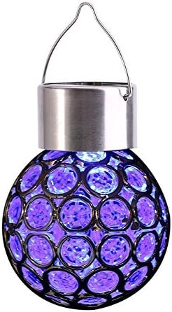 Yosoo Decorative Garden Lights, Colorful Solar Lights Ball, Outdoor Hanging 7 Colors LED Crackle Glass Globe, for Lawn, Patio Yard, Walkway Driveway, Pathway Landscape
