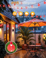 2 Pack 64FT 100 LED Crystal Globe Solar Christmas Lights, Red