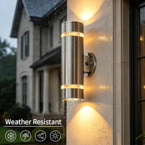 Cerdeco 13" Stainless Steel Cylinder Dusk to Dawn Outdoor Wall Sconce