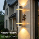 Cerdeco 13" Stainless Steel Cylinder Dusk to Dawn Outdoor Wall Sconce