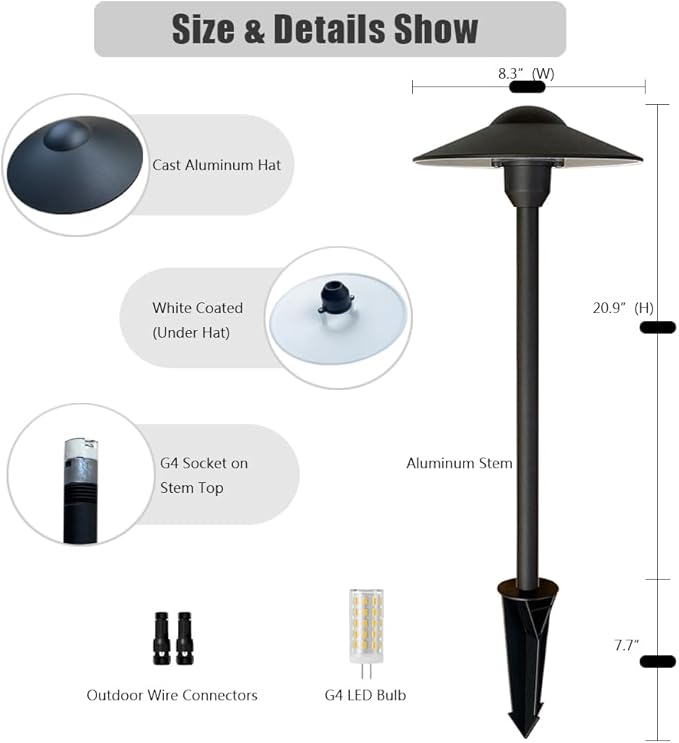Low Voltage Path Lights Cast Aluminum Pathway Lights Driveway Light,Wire Connectors - Outdoor Lighting Accessory | Lumora
