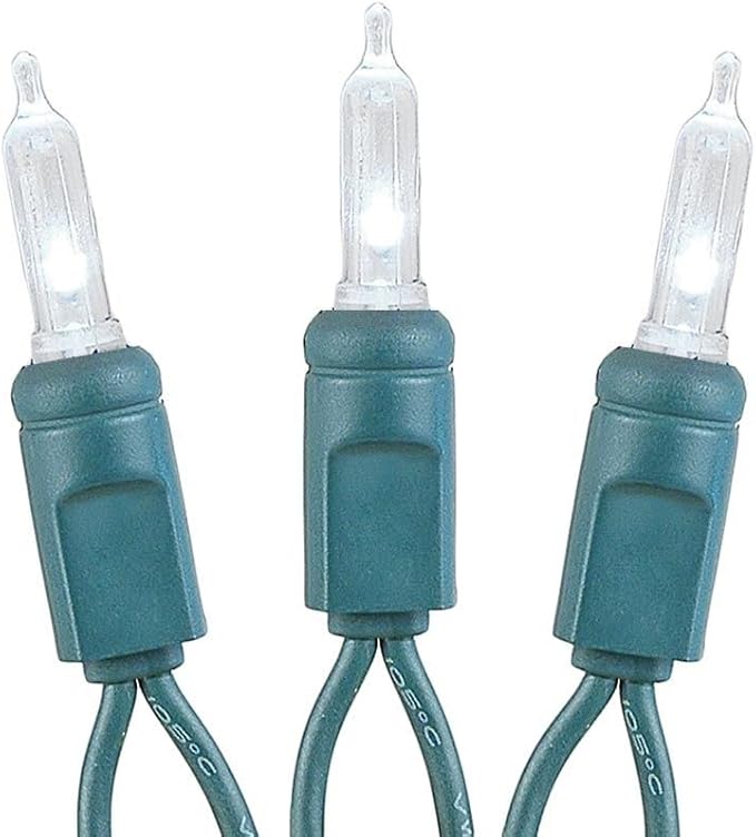 Novelty Lights Vintage Style T5 Pure White LED Christmas Lights, 11.5 Feet Green Wire String of 35 Mini Bulbs, UL Listed Indoor/Outdoor Tree Lighting