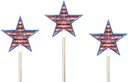 Starry Illuminate 3 PCS Solar Color Changing Style Garden Stake Light Pathway Stake Light (Star Flag)