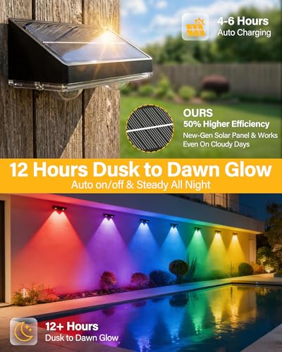 Solar Fence Lights Outdoor, 16 Pack Fence Lights Solar Powered