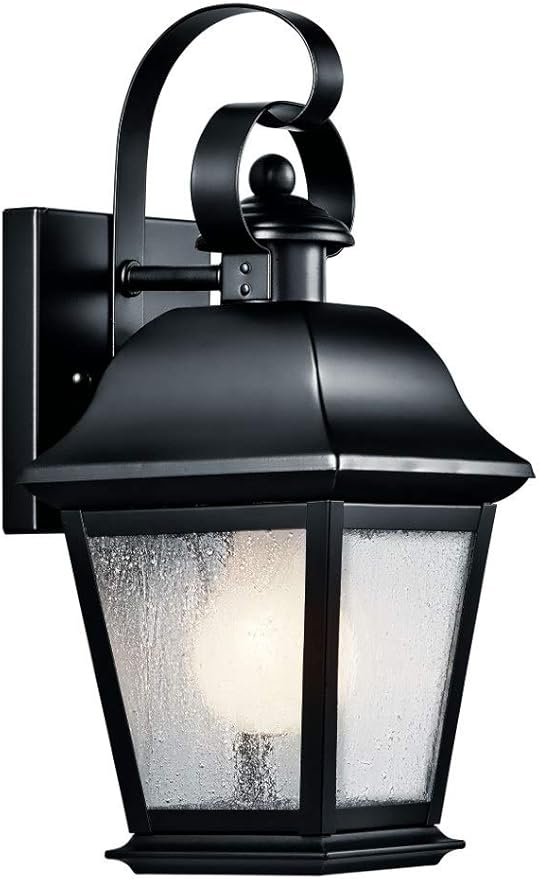 Kichler Mount Vernon 12.5" 1 Light Outdoor Wall Light with Clear Seeded Glass in Black