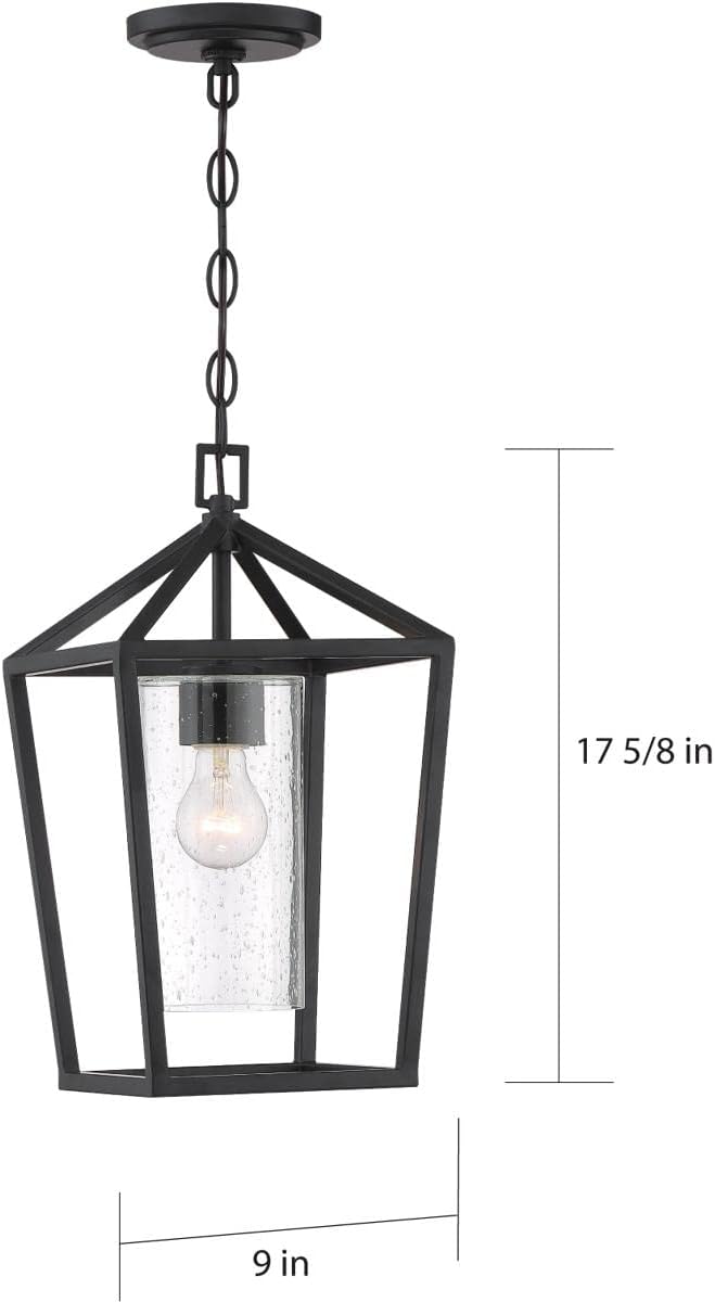 NUVO 60/6594 Hopewell Lighting Fixture, 1Lt Hanging Lantern, Matte Black - Outdoor Wall Light | Lumora